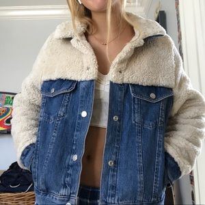 Top shop sherpa jean jacket